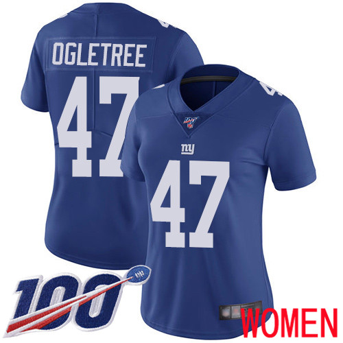 Women New York Giants 47 Alec Ogletree Royal Blue Team Color Vapor Untouchable Limited Player 100th Season Football NFL Jersey